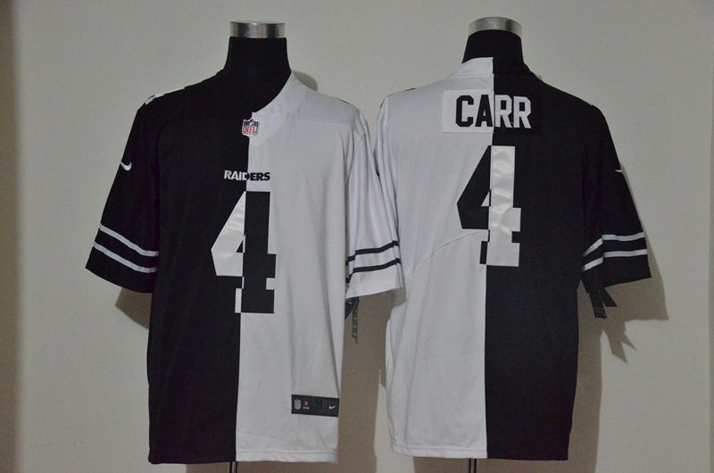 Men Oakland Raiders #4 Carr Black white Half version 2020 Nike NFL Jerseys->oakland raiders->NFL Jersey